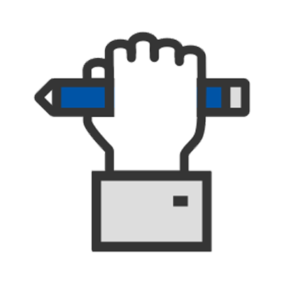 Hand with a pencil icon Hand with a pencil icon