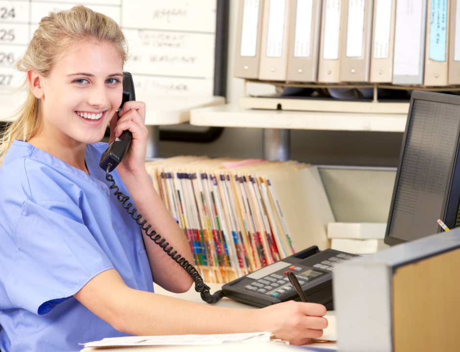 Human services student using a phone